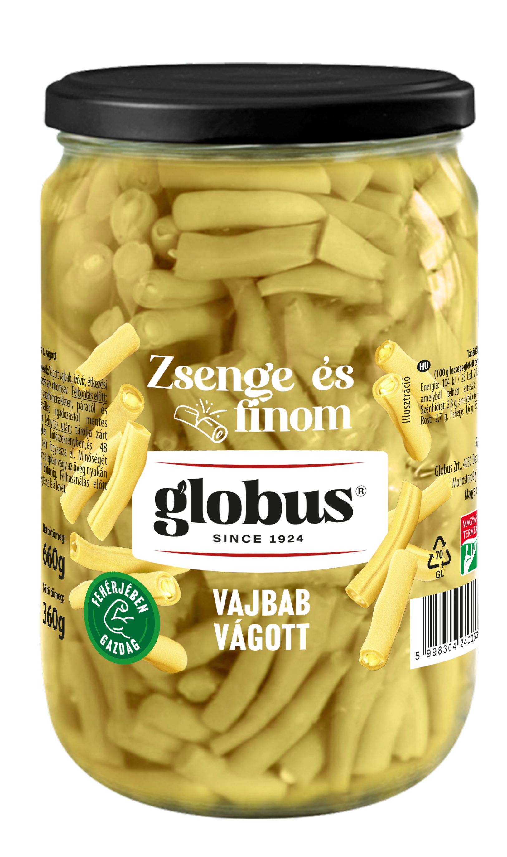 Globus Zöldbab, sárgahüvelyű, vágott 660g/360g